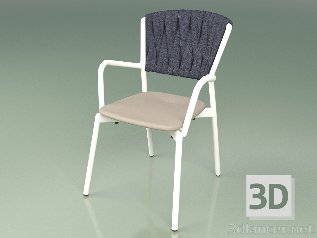 modello 3D Sedia 221 (Metallo Latte, Talpa In Resina Poliuretanica, Cintura Imbottita Grigio-Blu) - anteprima