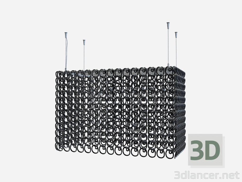 modello 3D Arte soffitto Lampadario a bracci cristallo Lampada Deco recta - anteprima