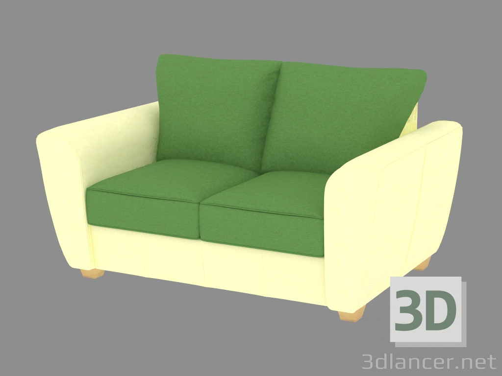 3d model Sofá doble con tapicería combinada (dx2) - vista previa