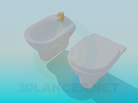 modèle 3D Bidet et WC - preview