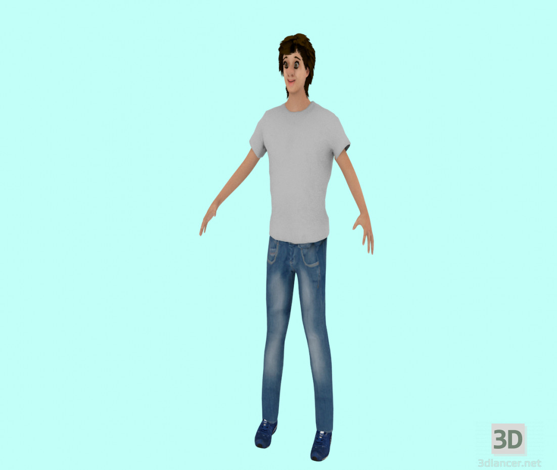 3d model un hombre joven para dibujos animados - vista previa