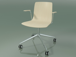 Chair 5916 (on casters, with armrests, white birch)