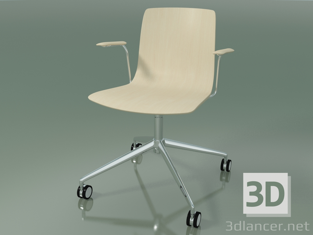 3d model Chair 5916 (on casters, with armrests, white birch) - preview