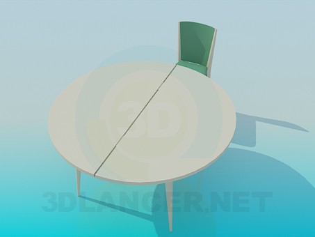 modèle 3D Table ronde pliante - preview