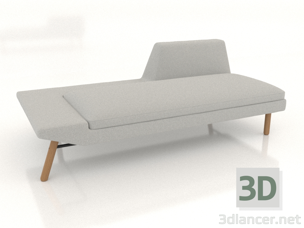 3d model Chaise longue open 186 with an armrest on the right (wooden legs) - preview