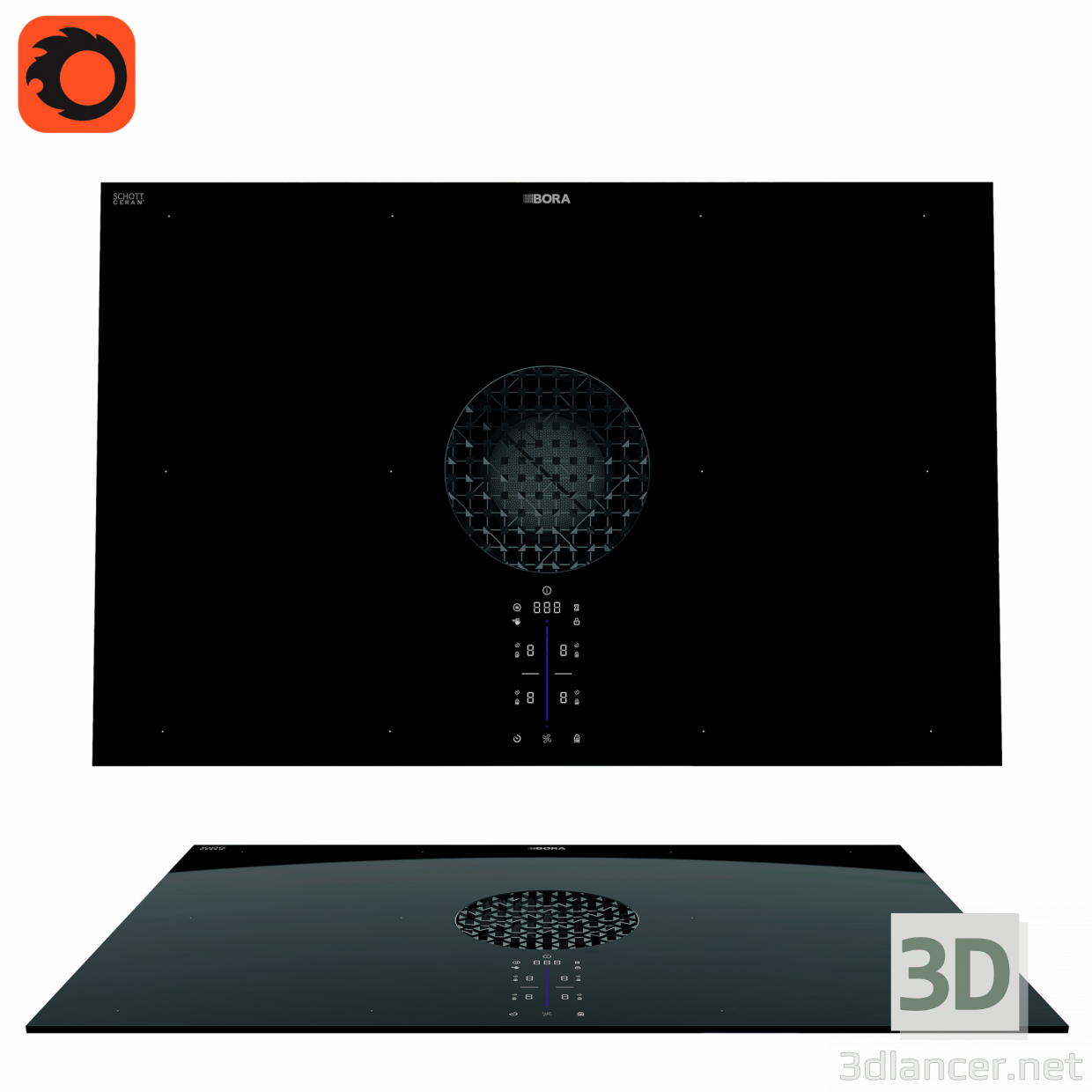 3d BORA Classic induction hob with integrated cooker hood model buy - render