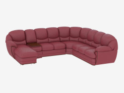 sofá de canto de couro com uma mesa de café