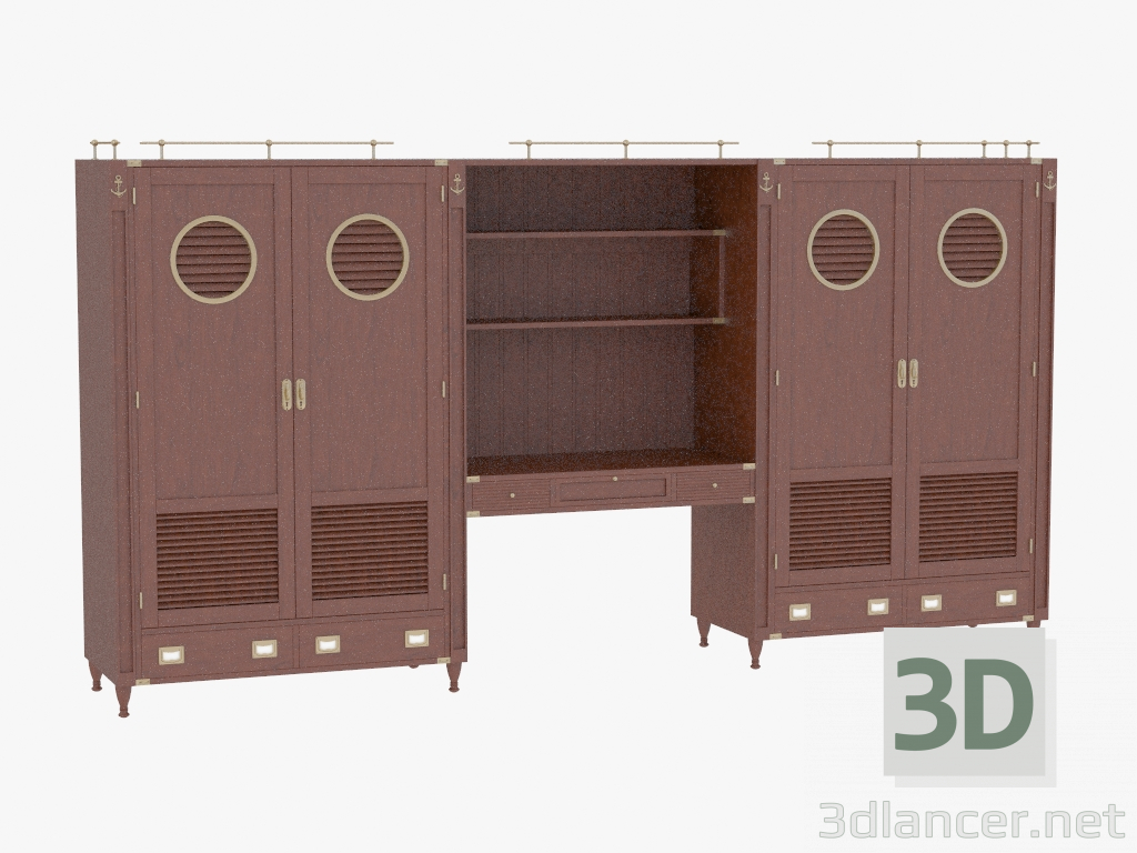 3d model The wall in a marine style - preview