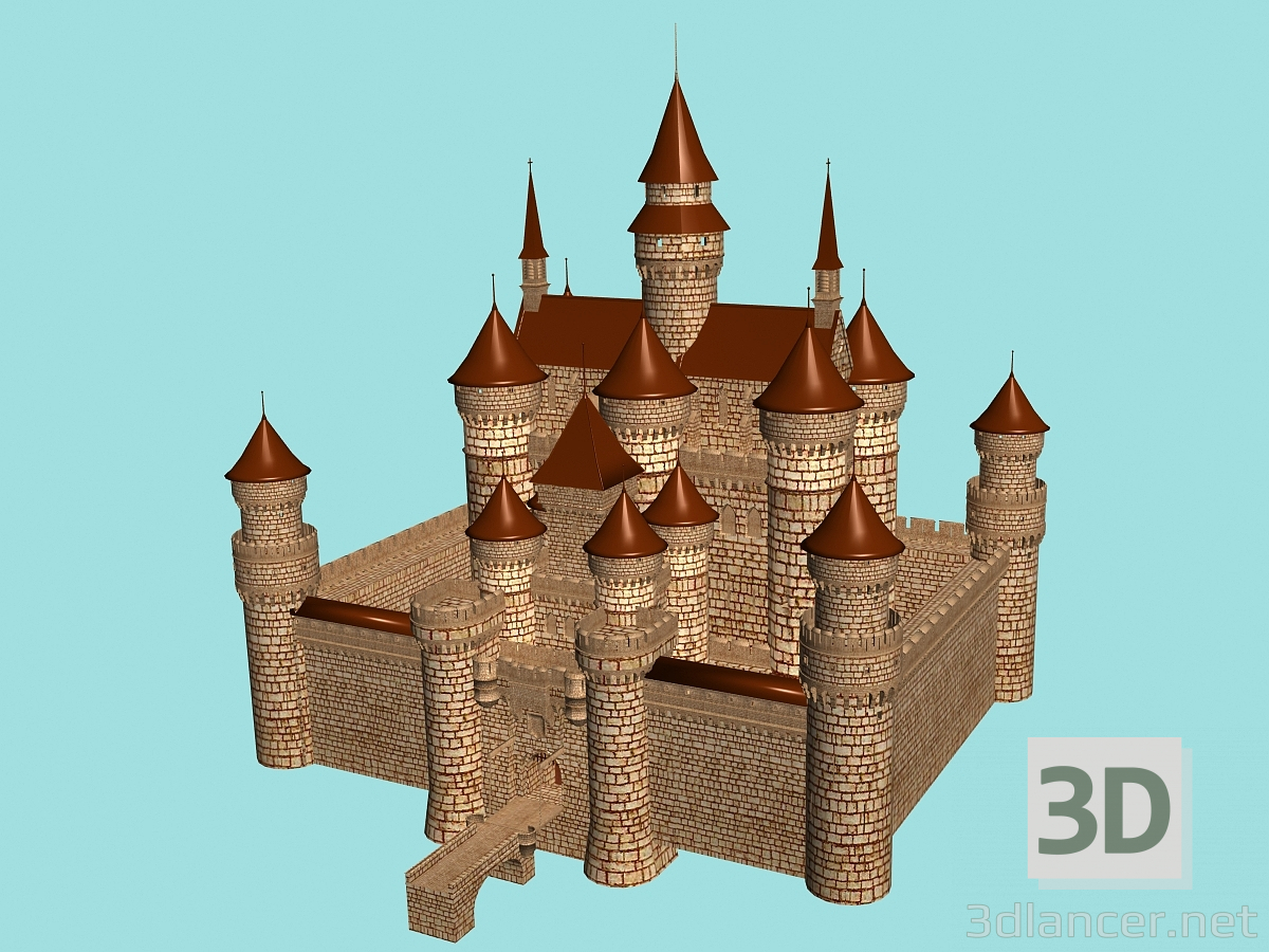3d Сказочный замок-крепость. модель купить - ракурс