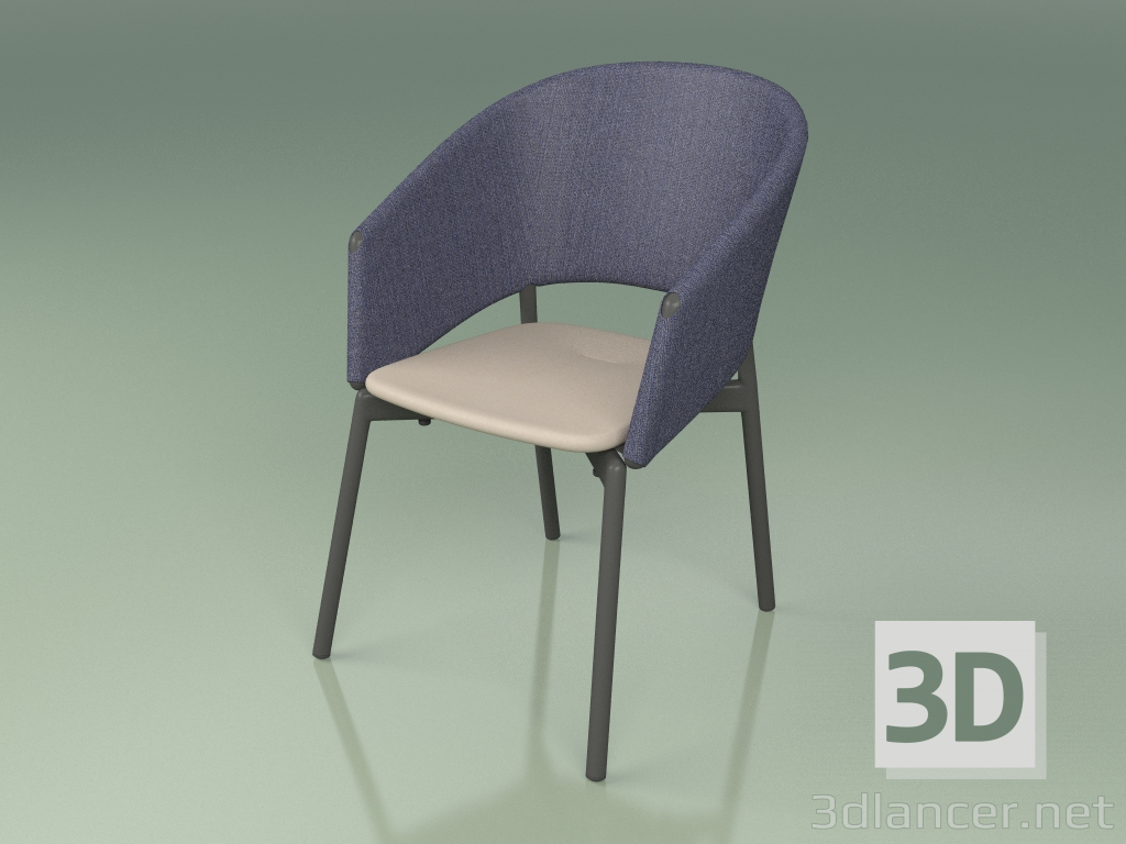 3d model Silla confort 022 (Metal Ahumado, Azul, Mole de resina de poliuretano) - vista previa