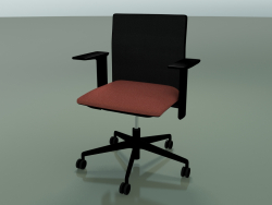 Cadeira com encosto baixo 6500 (5 rodas, com malha, apoio de braço 3D padrão ajustável, V39)