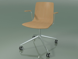 Chair 5916 (on casters, with armrests, oak)