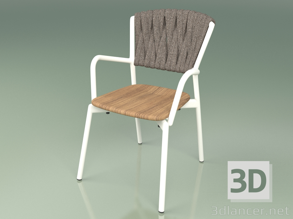modello 3D Sedia 221 (Metallo Latte, Teak, Cintura Imbottita Grigio-Sabbia) - anteprima