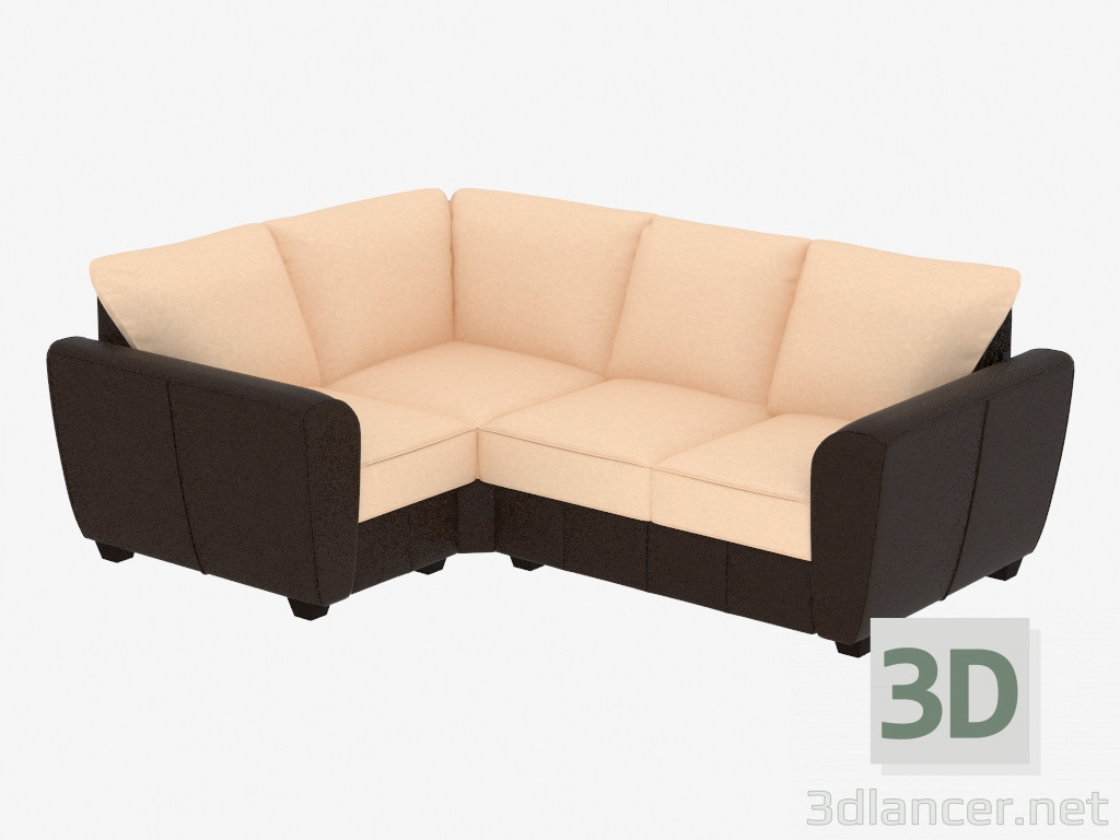 modèle 3D Canapé d'angle avec revêtement combiné (1C2) - preview