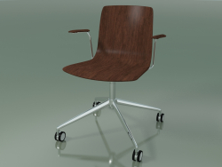 Chair 5916 (on casters, with armrests, walnut)