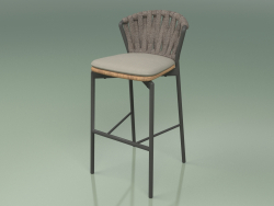 Bar stool 250 (Metal Smoke, Teak, Padded Belt Gray-Sand)