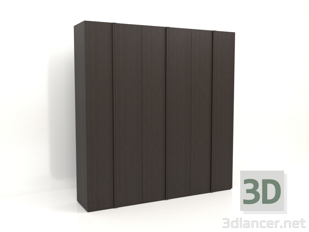 modello 3D Armadio MW 01 legno (2700x600x2800, legno marrone scuro) - anteprima