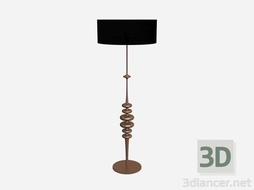 3D Modell Stehleuchte Keramik Lampe in Kupfer Blatt - Vorschau
