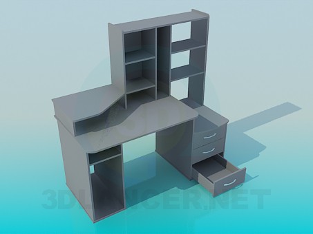 modello 3D tavolo computer - anteprima