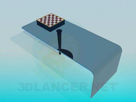3D Modell Couchtisch mit eingebauten Schachbrett - Vorschau