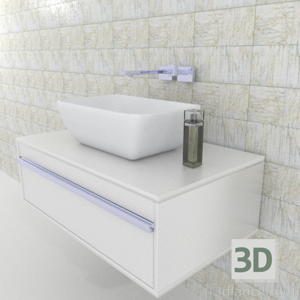 3D Armatürlü lavabo modeli satın - render