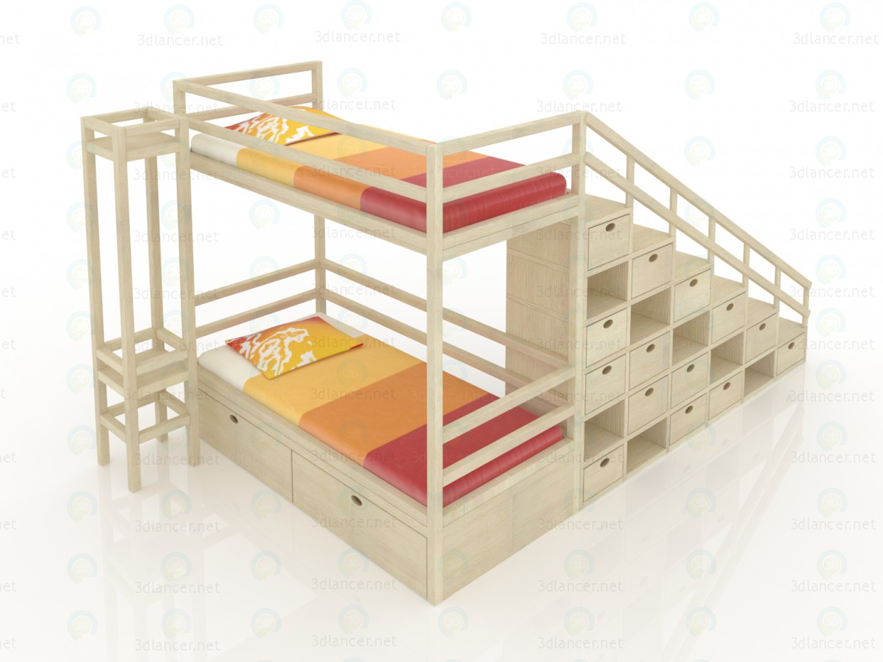 3d модель Кровать двухярусная – превью