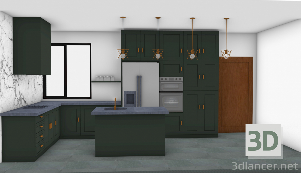 3D kitchen modeli satın - render