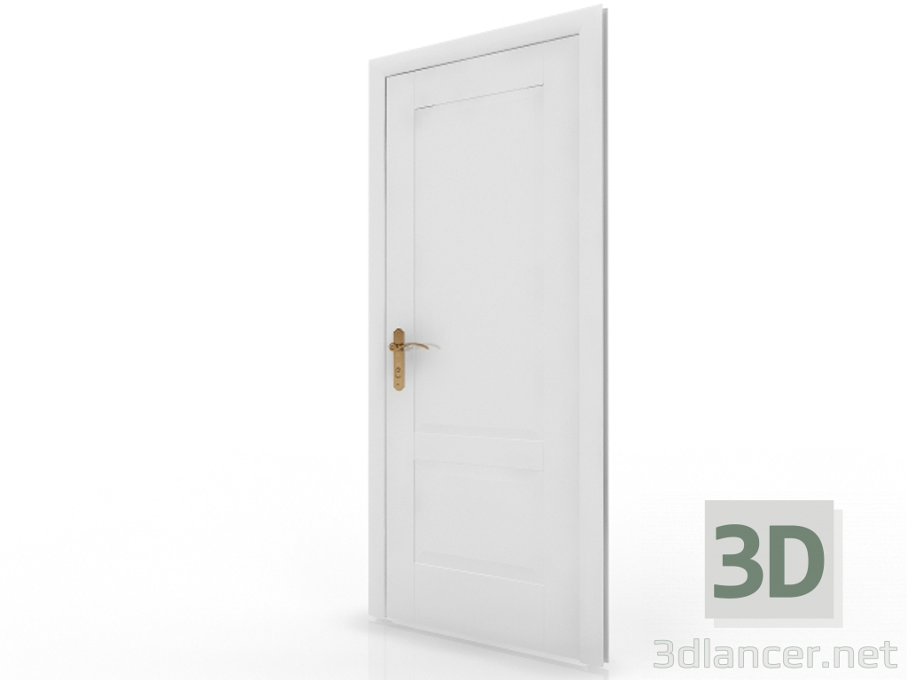3d model Puerta de interroom 1 blanca - vista previa