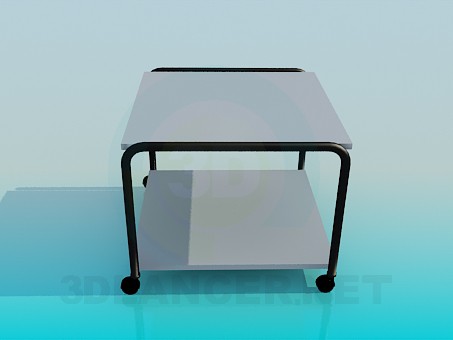 modello 3D Tavolo quadrato con ruote - anteprima