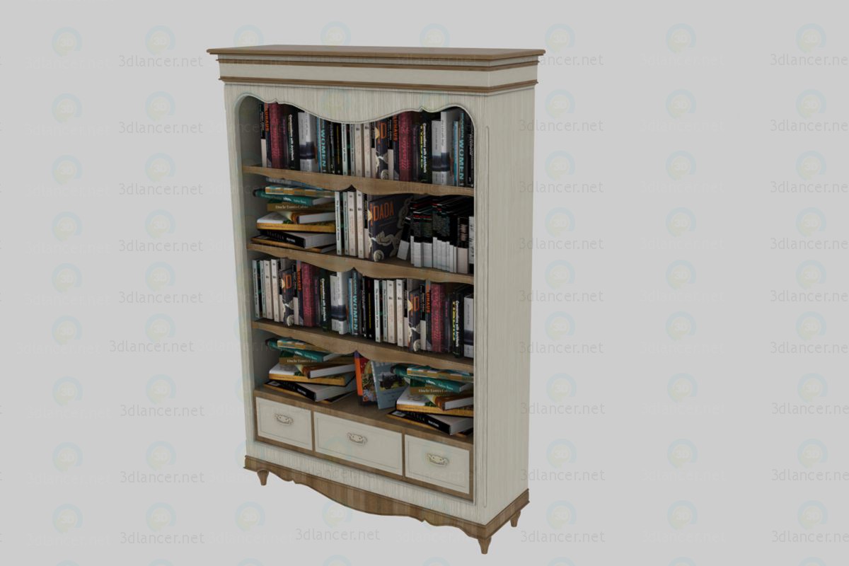 3d модель шкаф книжный – превью