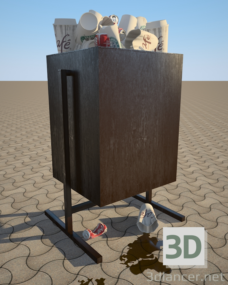 3D Modell Abfallbehälter - Vorschau