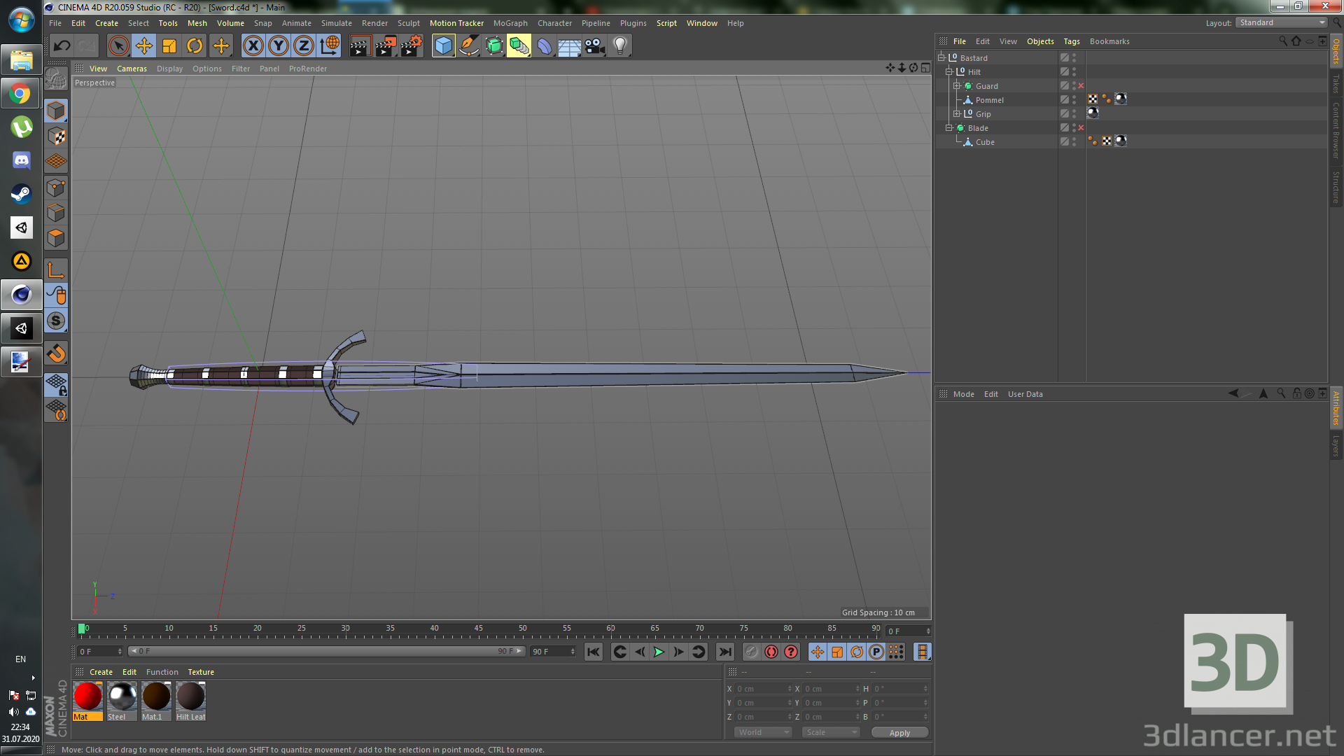 Espada - Bastardo 3D modelo Compro - render