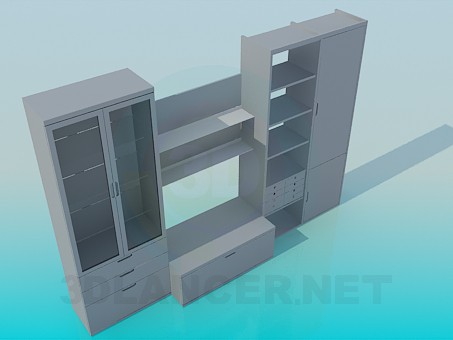 3d model Cupboard with shelves - preview