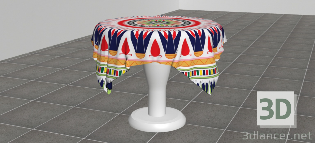 3d model ROUND DINING TABLE WITH TABLECLOTH - preview