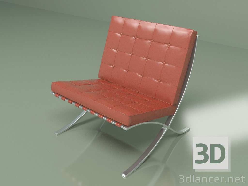 3d model Armchair Barcelona 1 (red) - preview