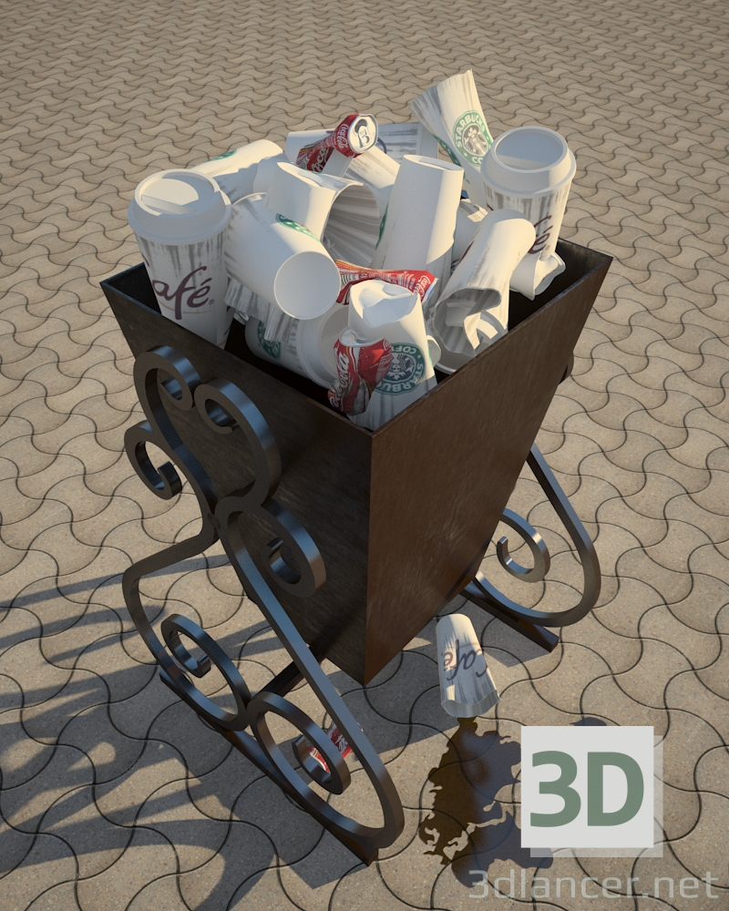 3D Modell Abfallbehälter - Vorschau