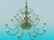Lámpara chandelier de oro con velas