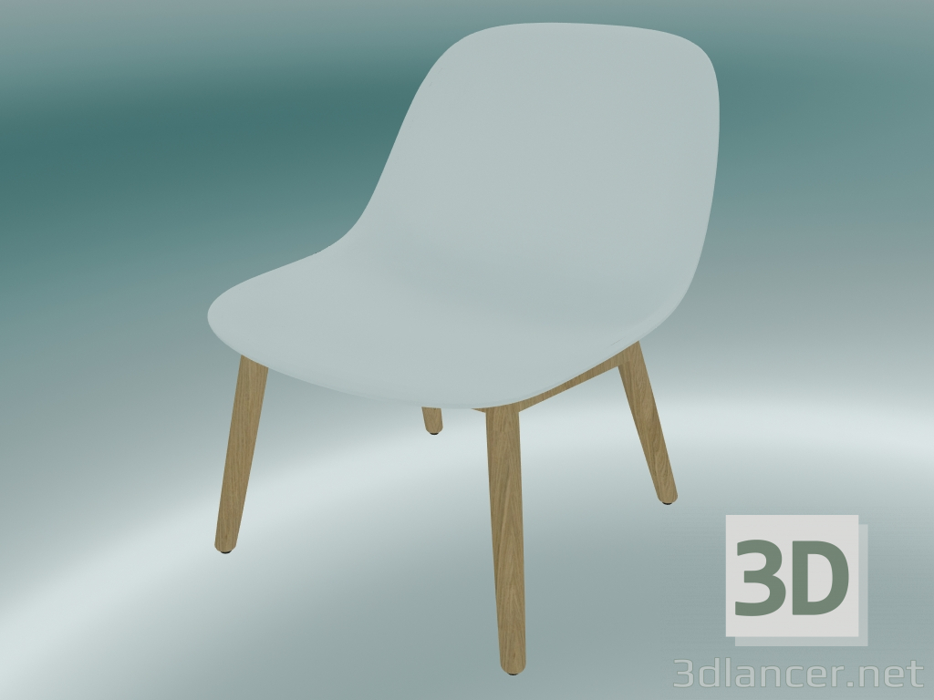 3d model Chair with wooden base Fiber (White, Oak) - preview