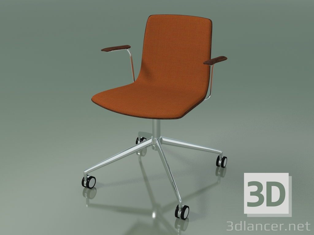 3d model Chair 5918 (on casters, with upholstery in the front, with armrests, walnut) - preview