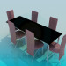 3d model Mesa de comedor y sillas - vista previa