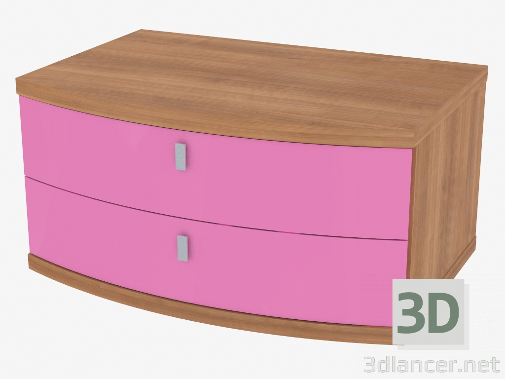 modèle 3D Table de nuit avec deux tiroirs - preview