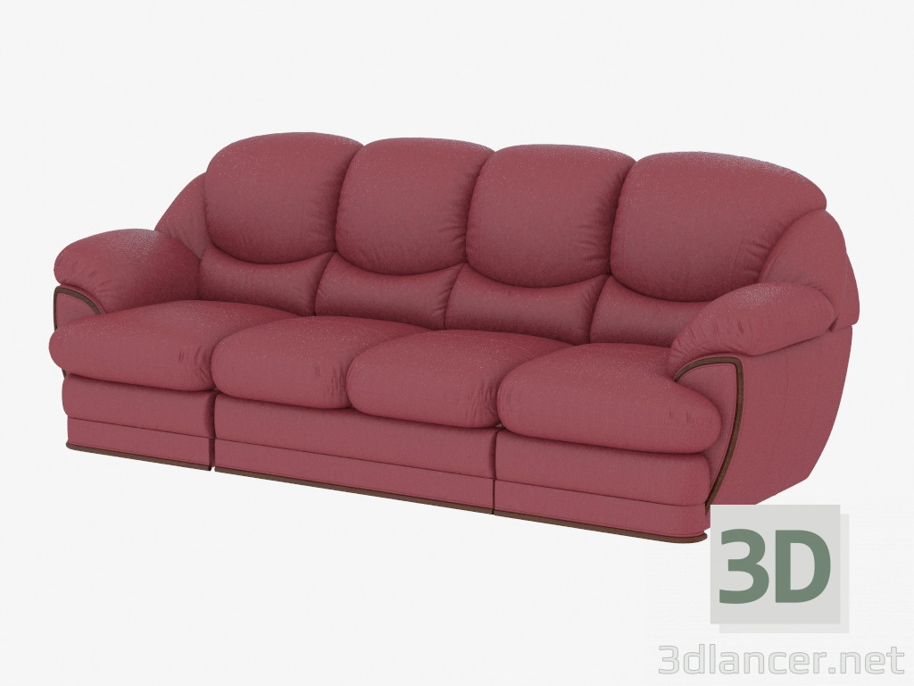 3d model Modular straight leather sofa - preview