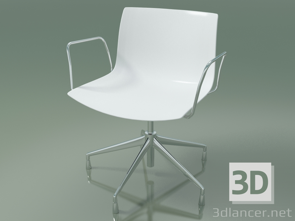 3d model Chair 0233 (5 legs, with armrests, chrome, polypropylene PO00401) - preview