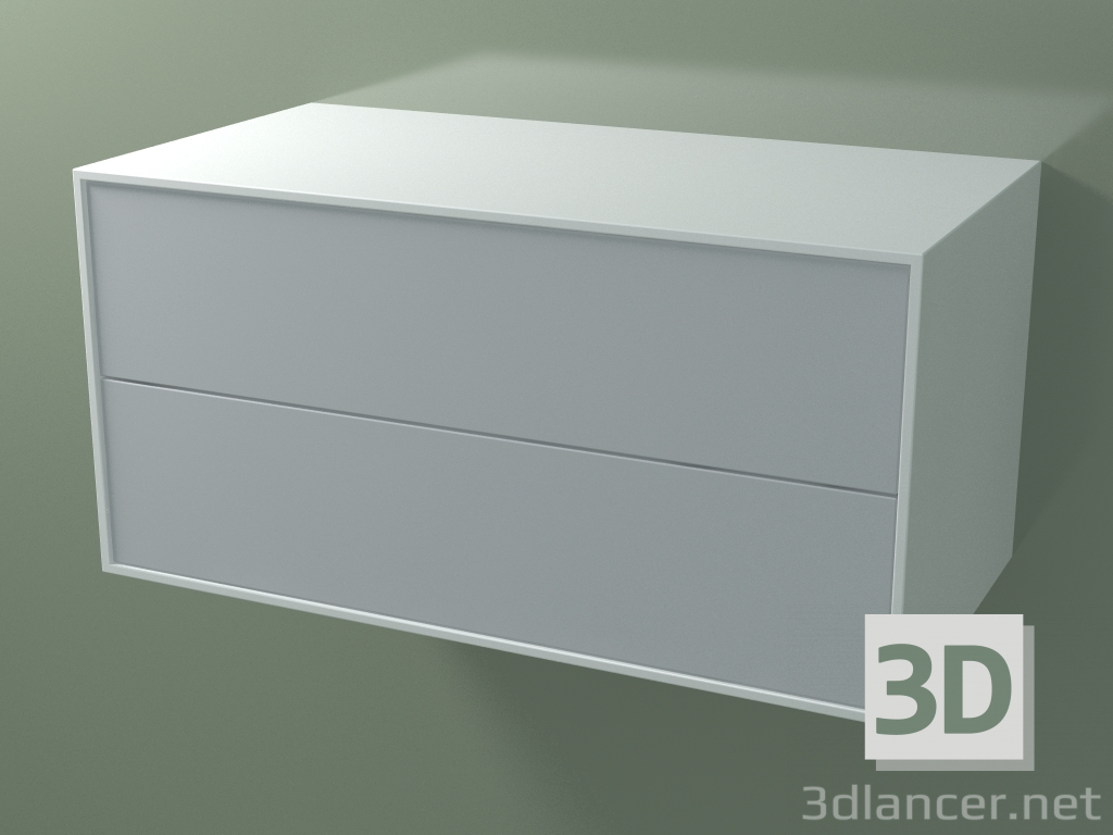 3D Modell Doppelschublade (8AUDCB01, Gletscherweiß C01, HPL P03, L 96, P 50, H 48 cm) - Vorschau