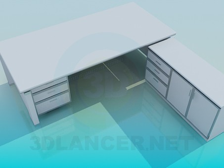 modèle 3D Bureau et table de chevet - preview