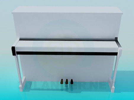 modèle 3D Piano blanc - preview