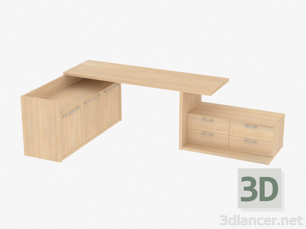 3d модель Комплект из двух тумб и стола для детской комнаты (de 22) – превью