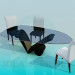 modello 3D Tavolo con sedie in salotto - anteprima