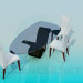 modello 3D Tavolo con sedie in salotto - anteprima