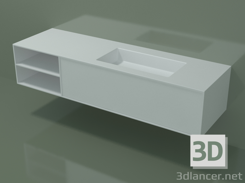 3D Modell Waschbecken mit Schublade und Fach (06UC924D2, Glacier White C01, L 168, P 50, H 36 cm) - Vorschau